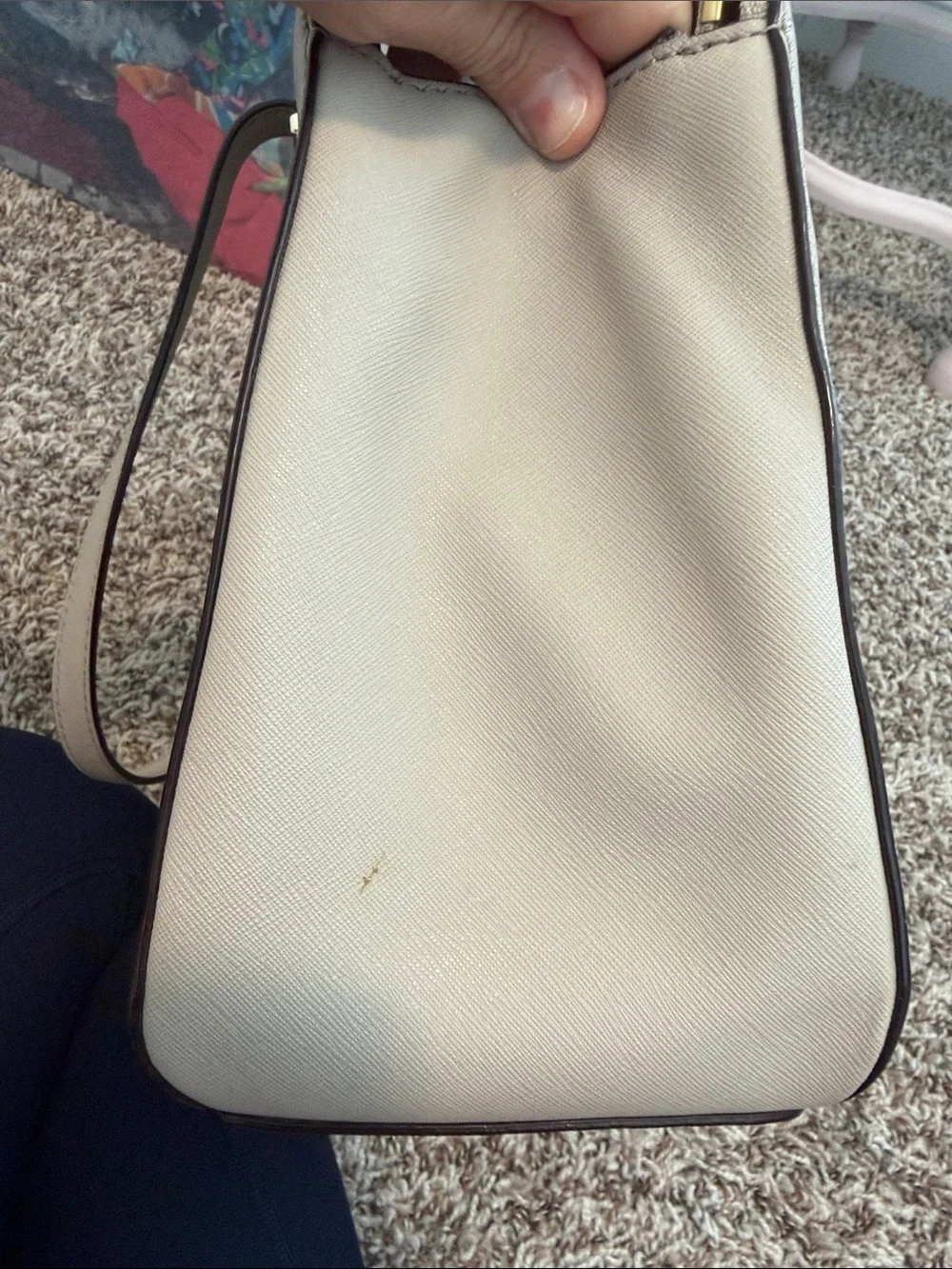 kate spade neutral beige Saffiano leather tote